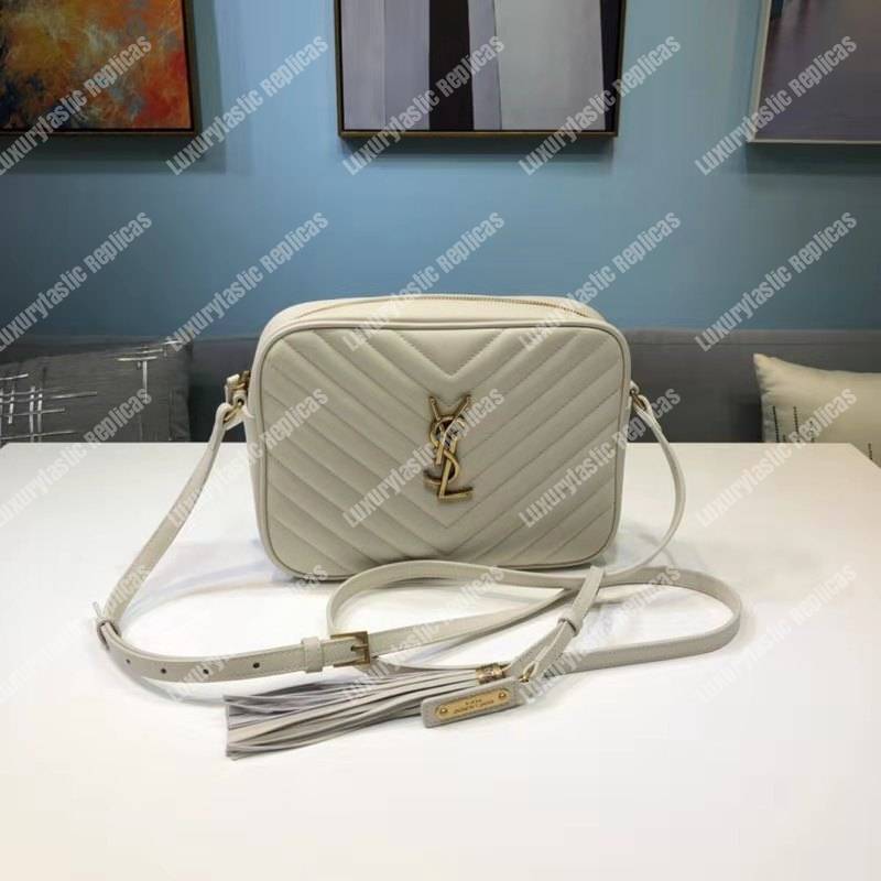 Saint Laurent Lou Camera Bag Matelasse Leather Blanc Vintage