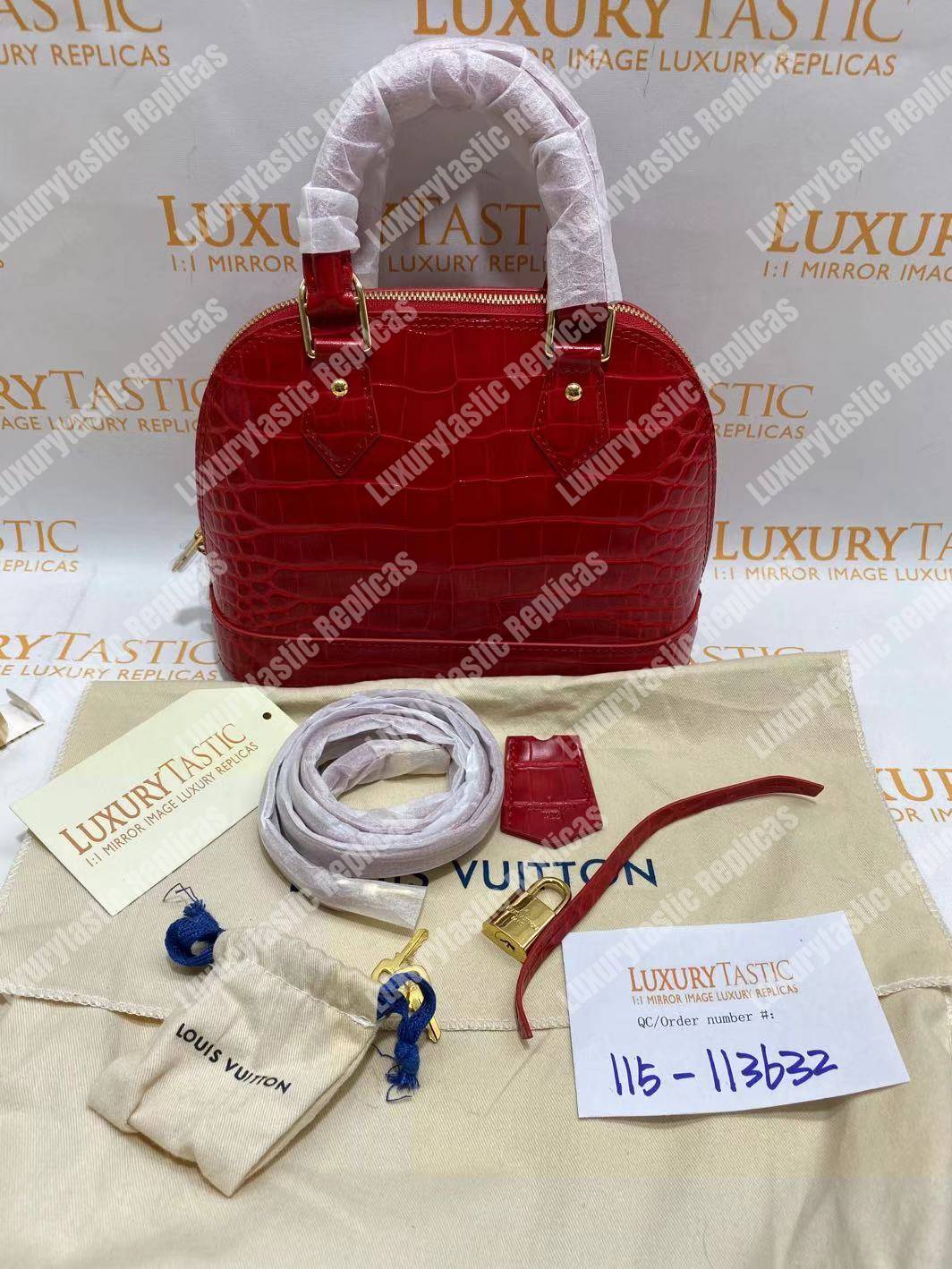 LV Alma BB Crocodilien Brillant Cerise