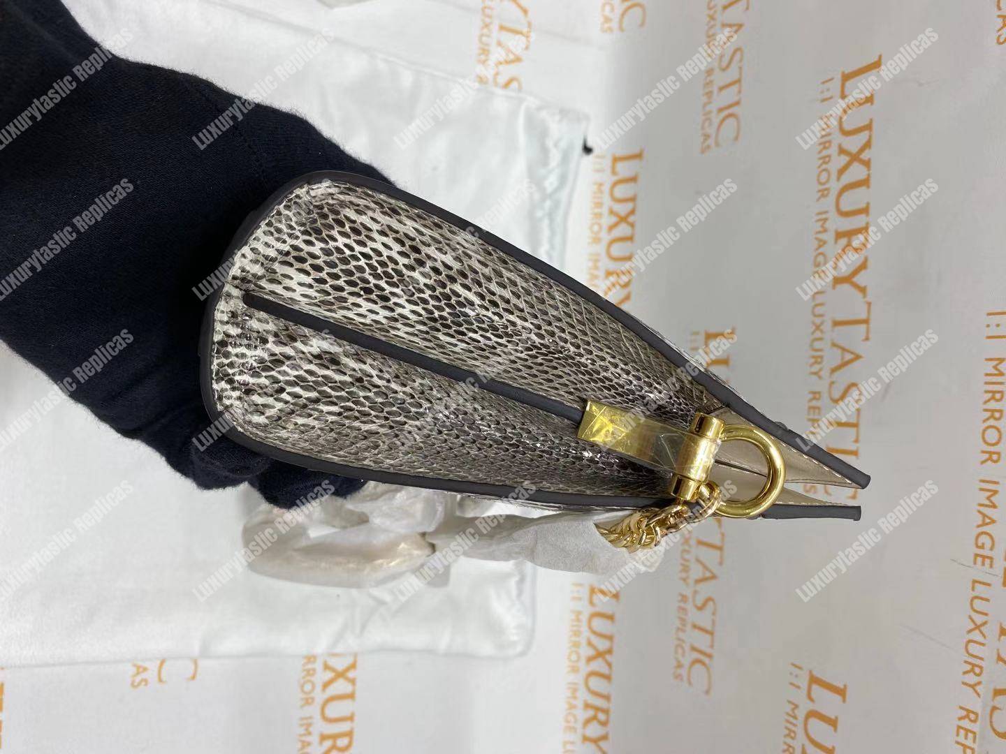 G*u*i ophidia small snakeskin shoulder bag grey