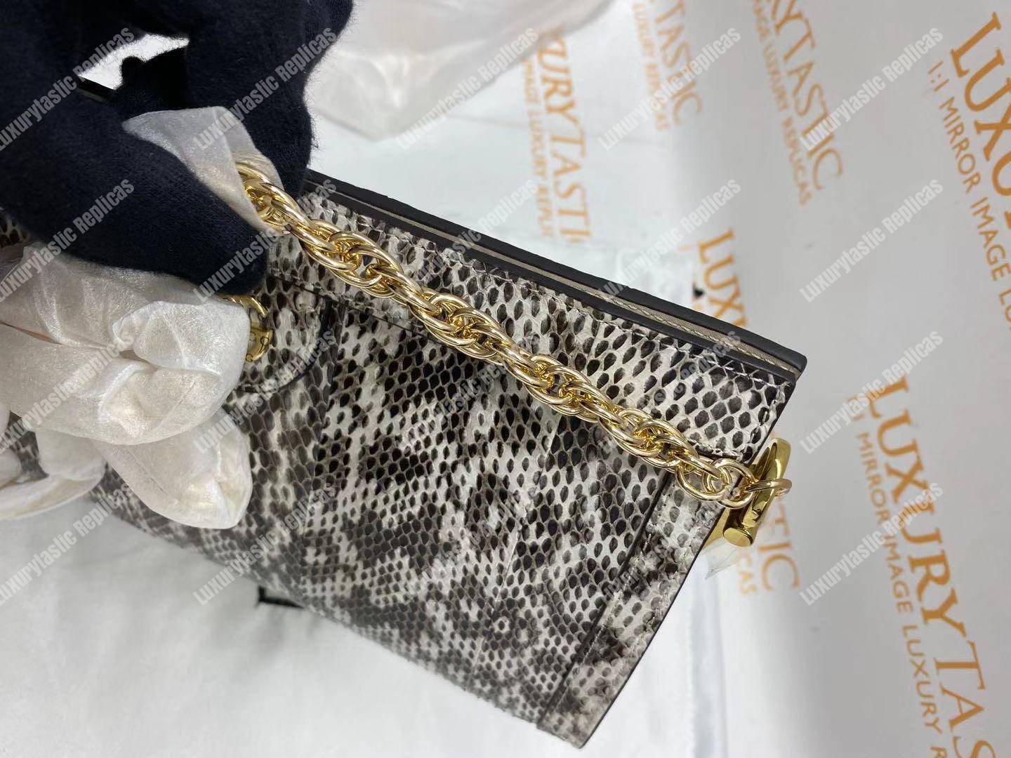 G*u*i ophidia small snakeskin shoulder bag grey