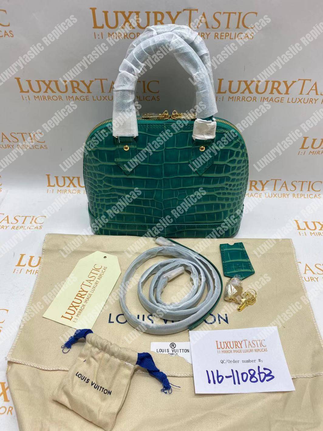 LV Alma BB Crocodilien Brillant Bleu Canard Blue