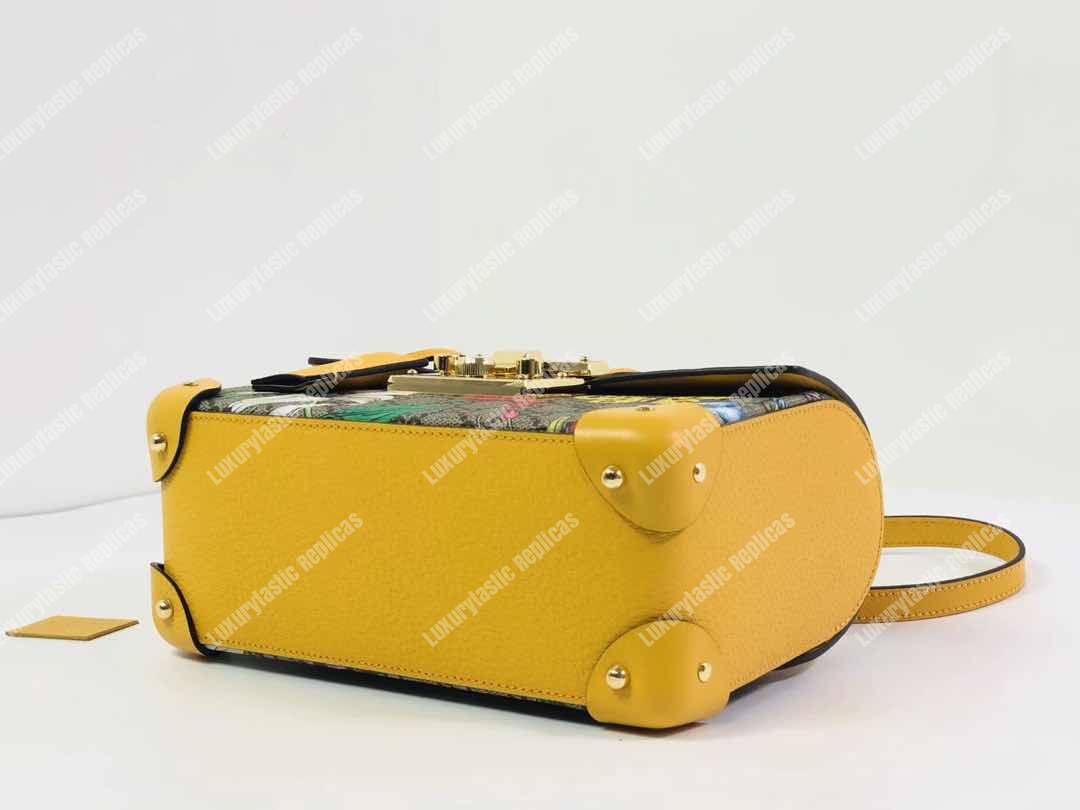 G*u*i padlock gg flora small bamboo shoulder bag