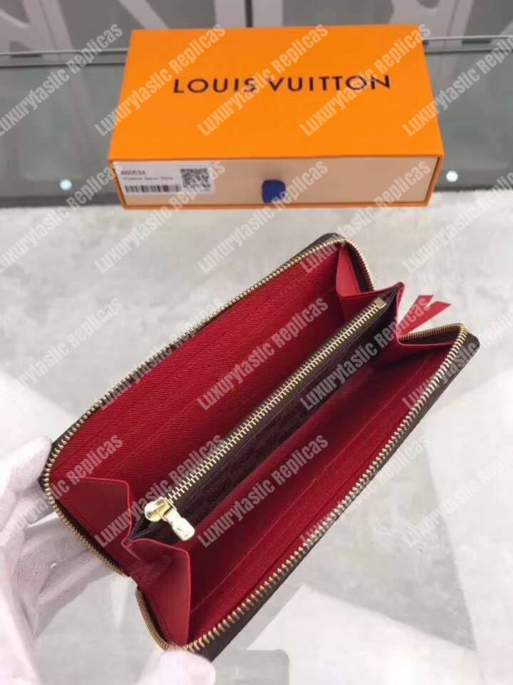 LV Clemence Wallet Damier Ebene Cherise