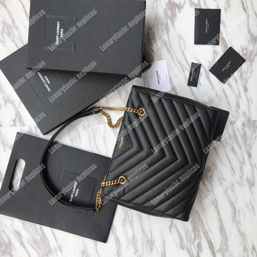 Saint Laurent Medium Leather Tribeca Double Chain Black