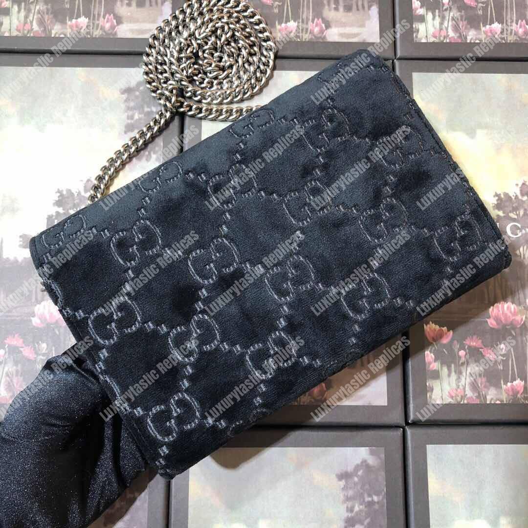 G*u*i dionysus gg velvet mini chain wallet black velvet