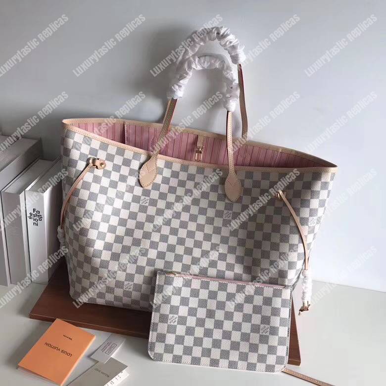 LV Neverfull GM Damier Azur Rose Ballerine