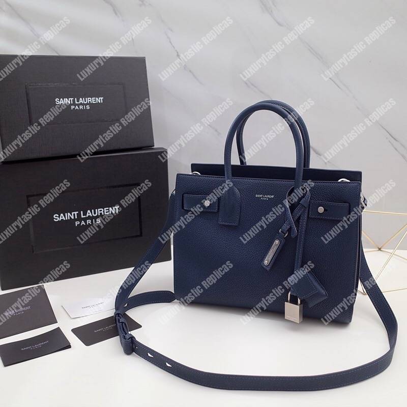 Saint Laurent Sac De Jour Baby Grained Leather Blue