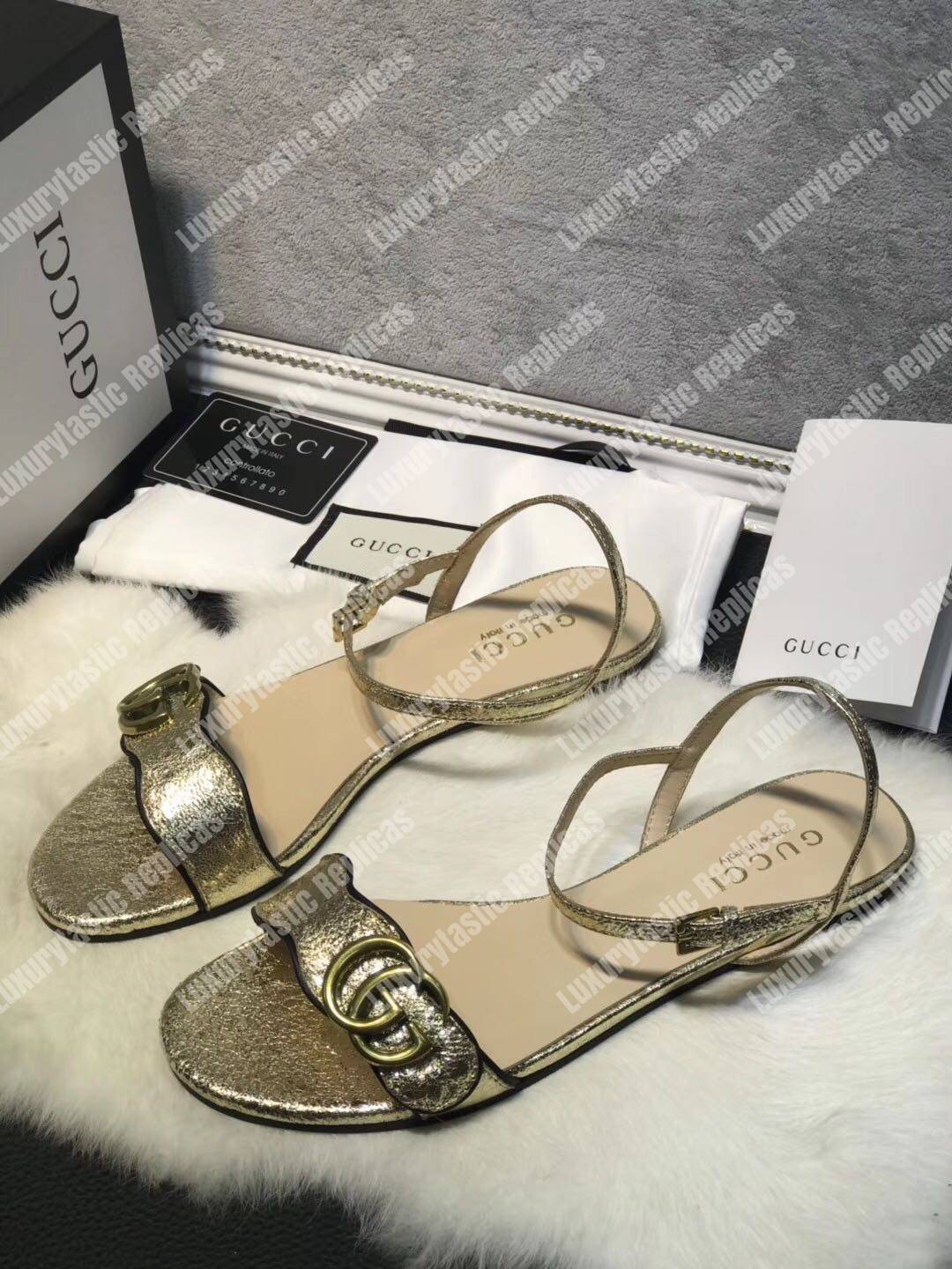 G*u*i marmont gg metallic sandals flat