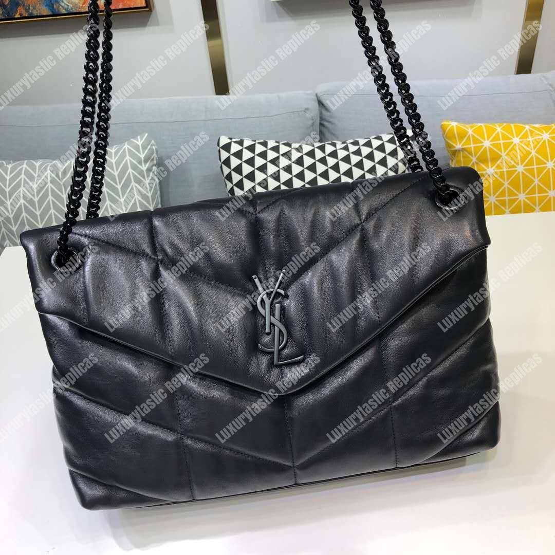 Saint Laurent Loulou Puffer Medium Bag In Quilted Lambskin Black