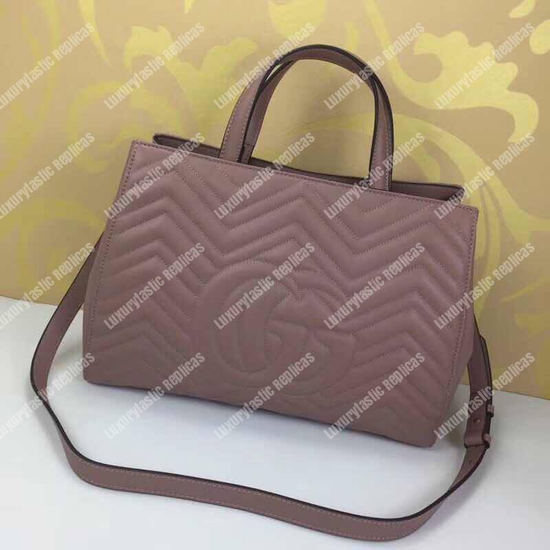 G*u*i gg marmont medium matelassé top handle bag dusty pink