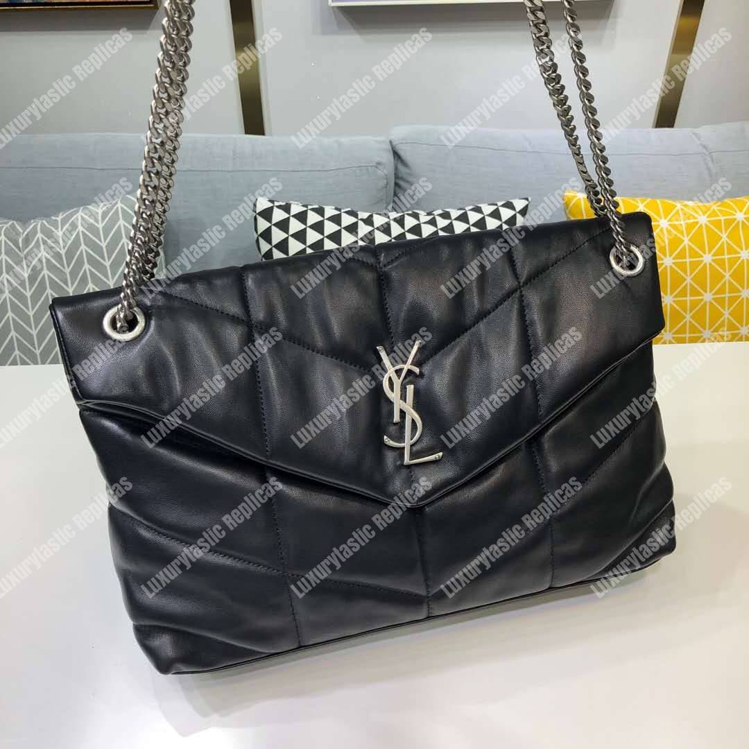 Saint Laurent Loulou Puffer Medium Bag In Quilted Lambskin Black