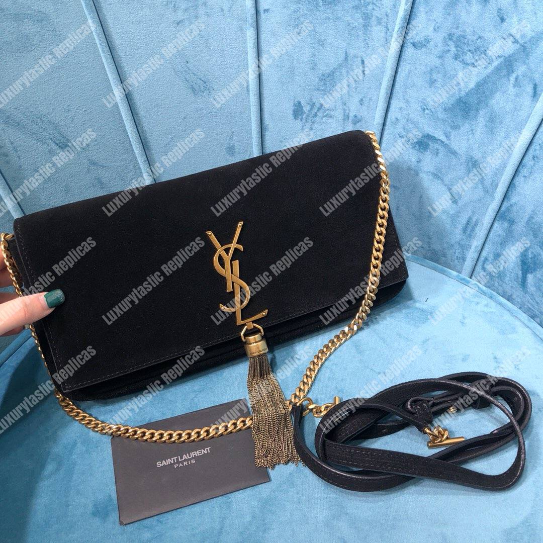 Saint Laurent Kate 99 With Tassel In Suede Black