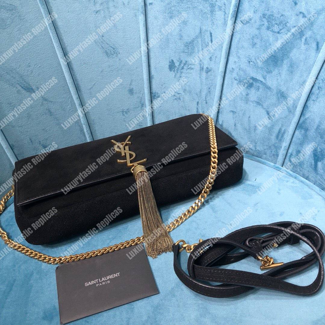 Saint Laurent Kate 99 With Tassel In Suede Black