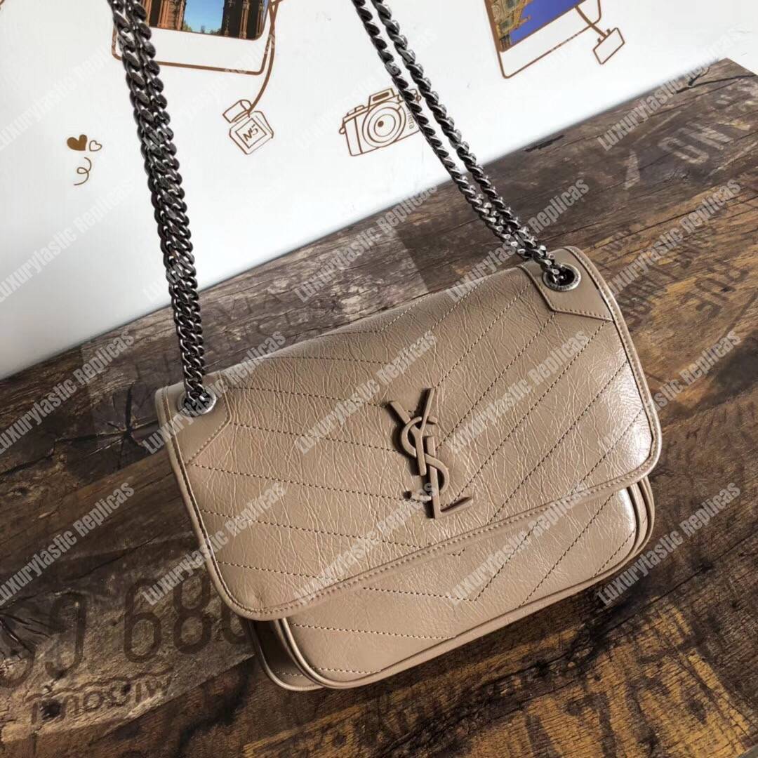 Saint Laurent Niki Baby In Vintage Leather Gold Sand