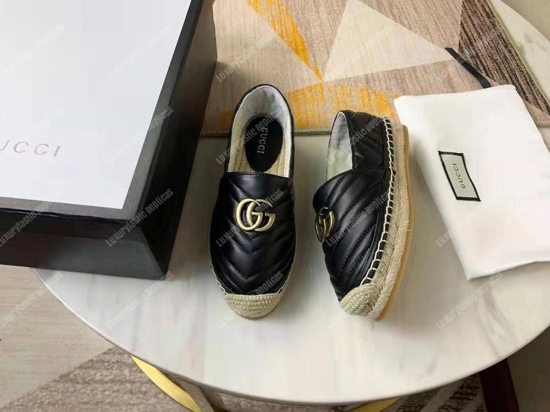 G*u*i leather espadrille with double g black