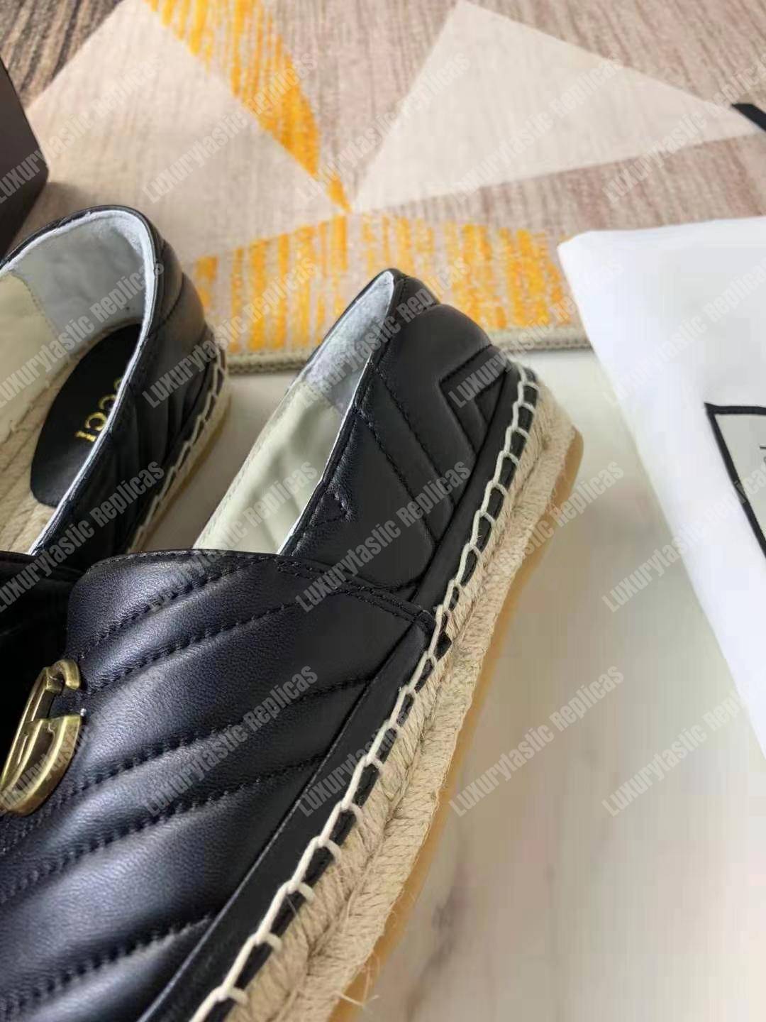 G*u*i leather espadrille with double g black