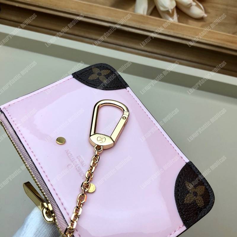 LV Venice Key Pouch Vernis Miroir Monogram Rose Ballerine Pink