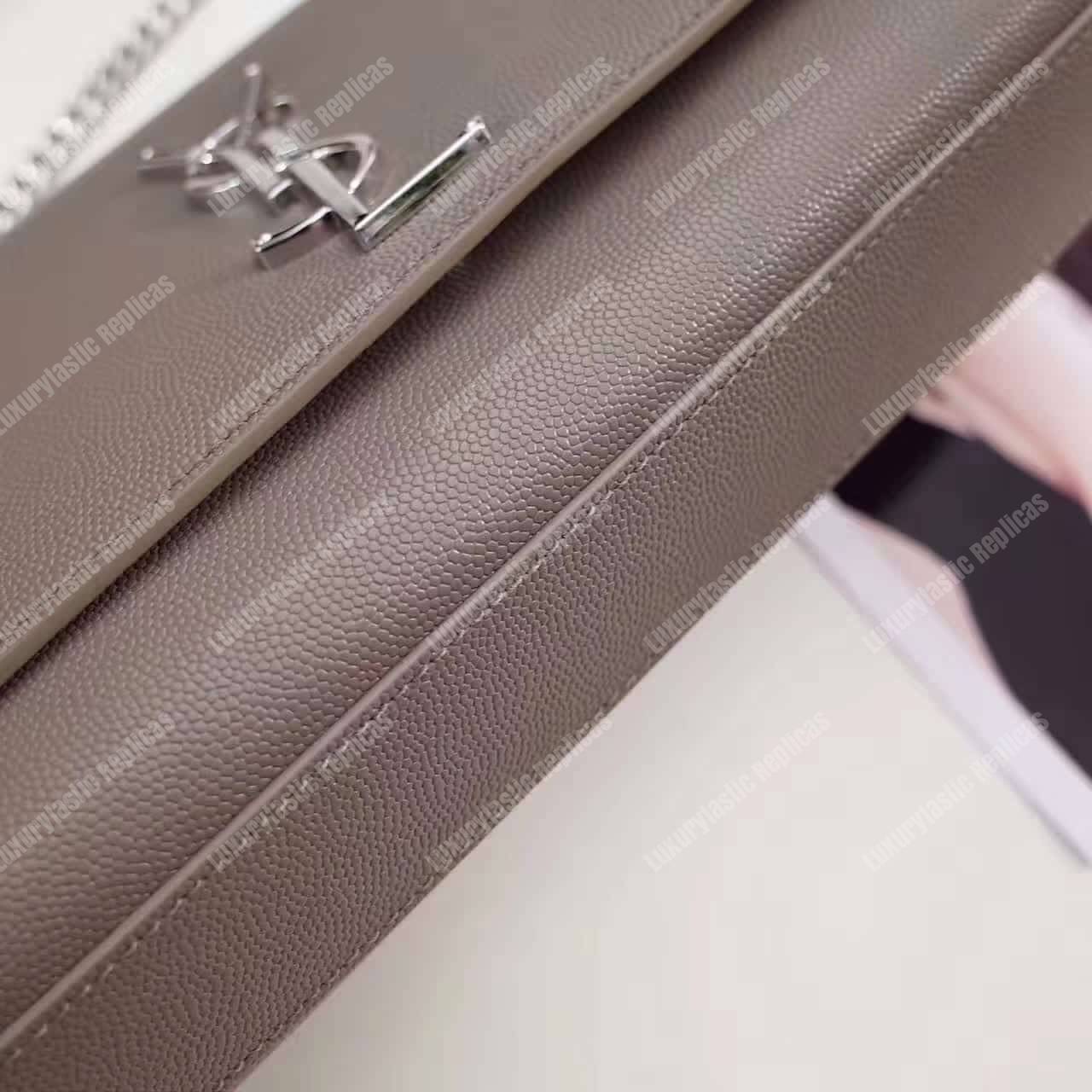 Saint Laurent Kate Medium In Grain De Poudre Embossed Leather Earth Grey