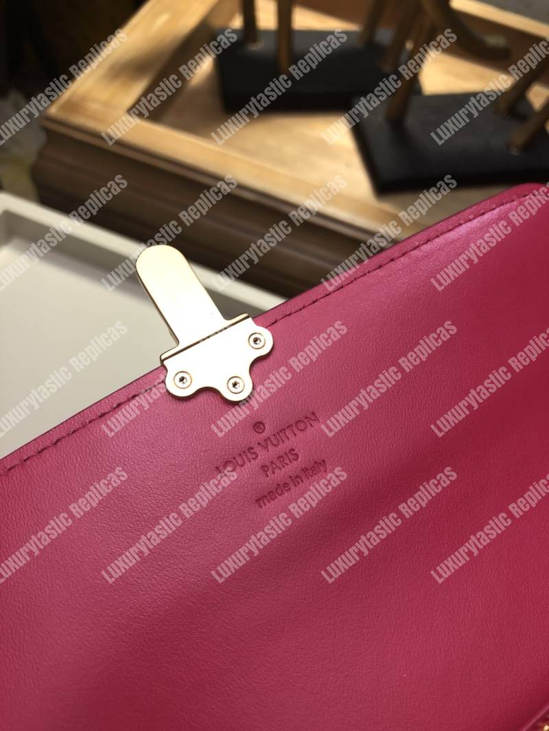 LV Cherrywood Wallet Patent Leather Fuchsia
