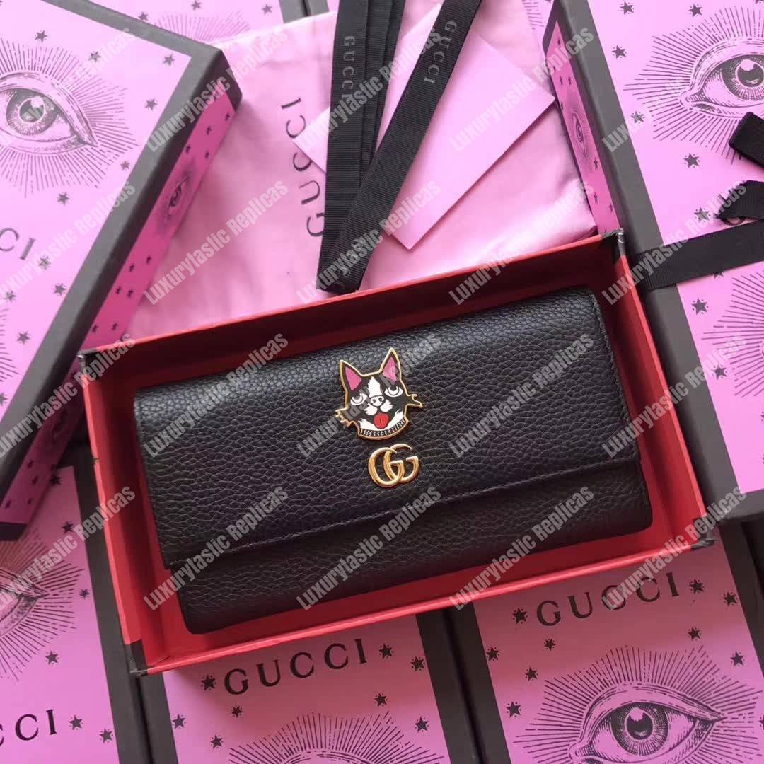 G*u*i leather wallet with bosco in black