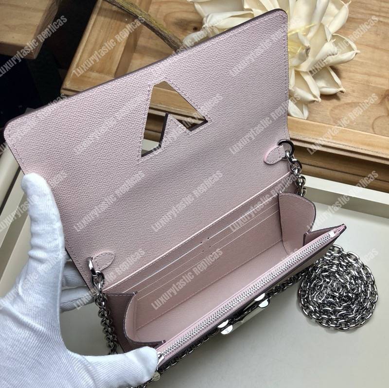 LV Special Edition Twist Chain Wallet Epi Leather in Rose Ballerine
