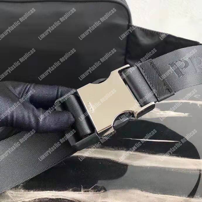 Pra*a nylon and leather belt bag black