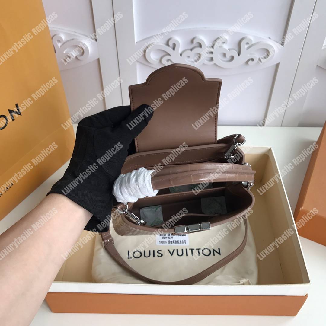 LV Capucines Mini Crocodilien Mat Taupe