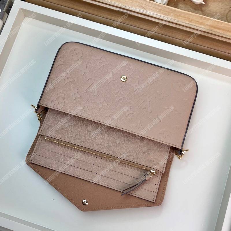 LV Pochette Felicie Monogram Empreinte Leather Papyrus