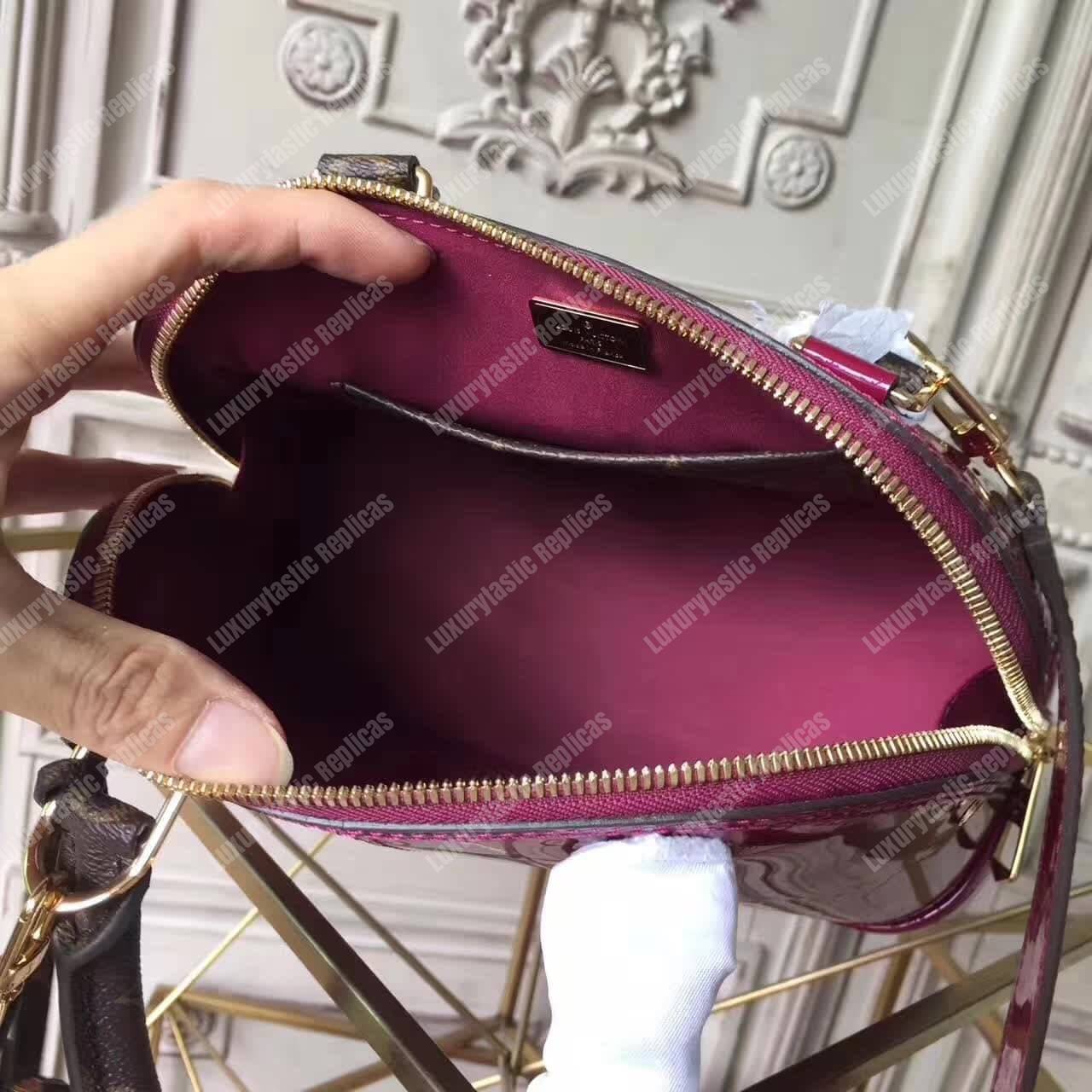 LV Alma BB Patent Leather Magenta