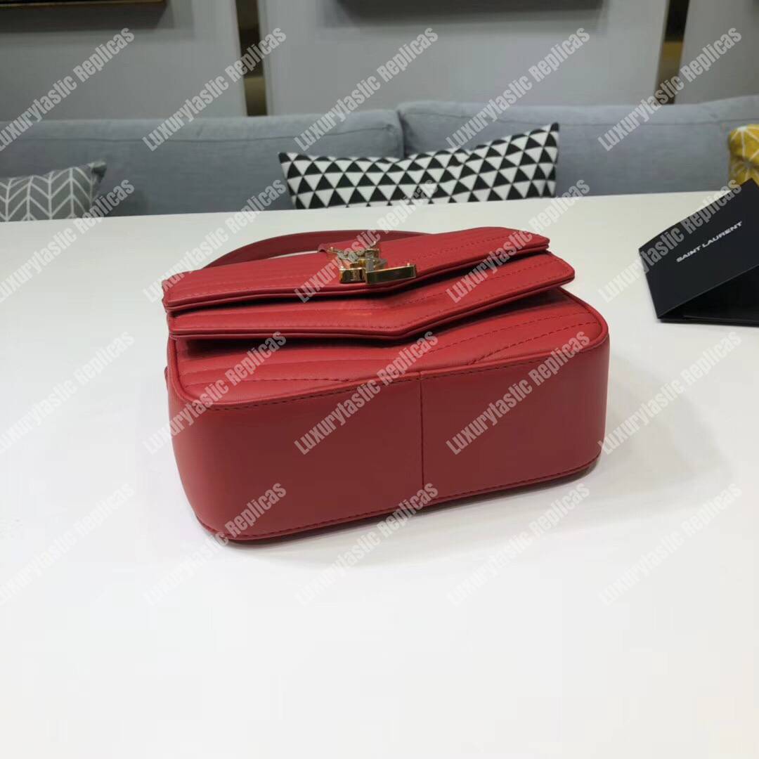 Saint Laurent Sulpice Small In Matelassé Leather Red