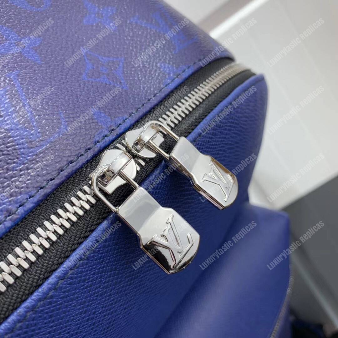 LV Discovery Backpack PM Taiga Leather Monogram Cobalt