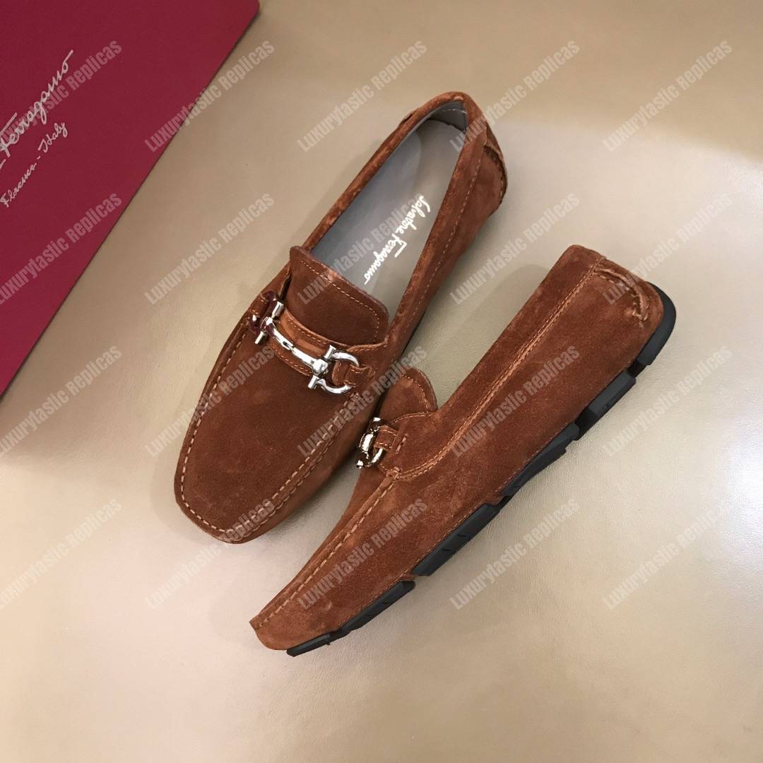 Salvatore Ferragamo Gancini Driving Shoe Brown