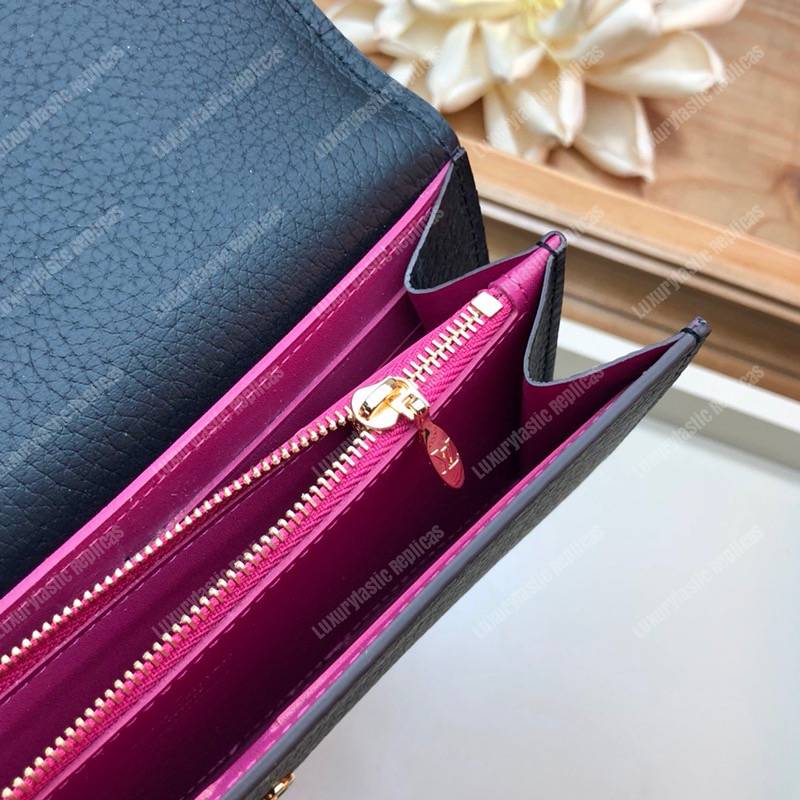 LV Capucines Wallet Taurillon Black