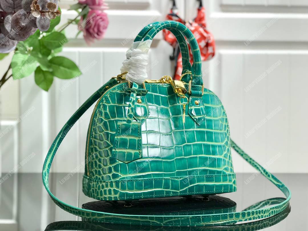 LV Alma BB Crocodilien Brillant Bleu Canard Blue