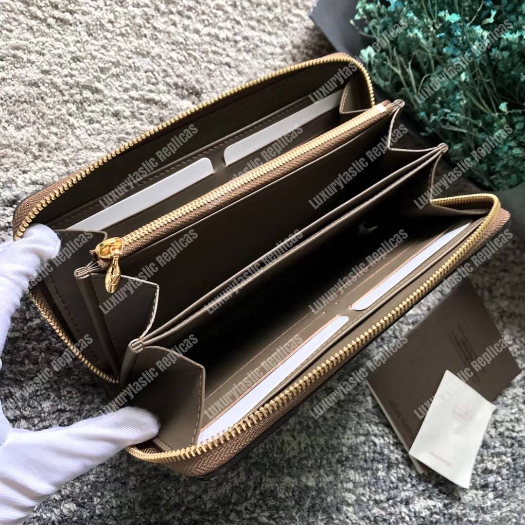 LV Zippy Wallet Patent Leather Brown