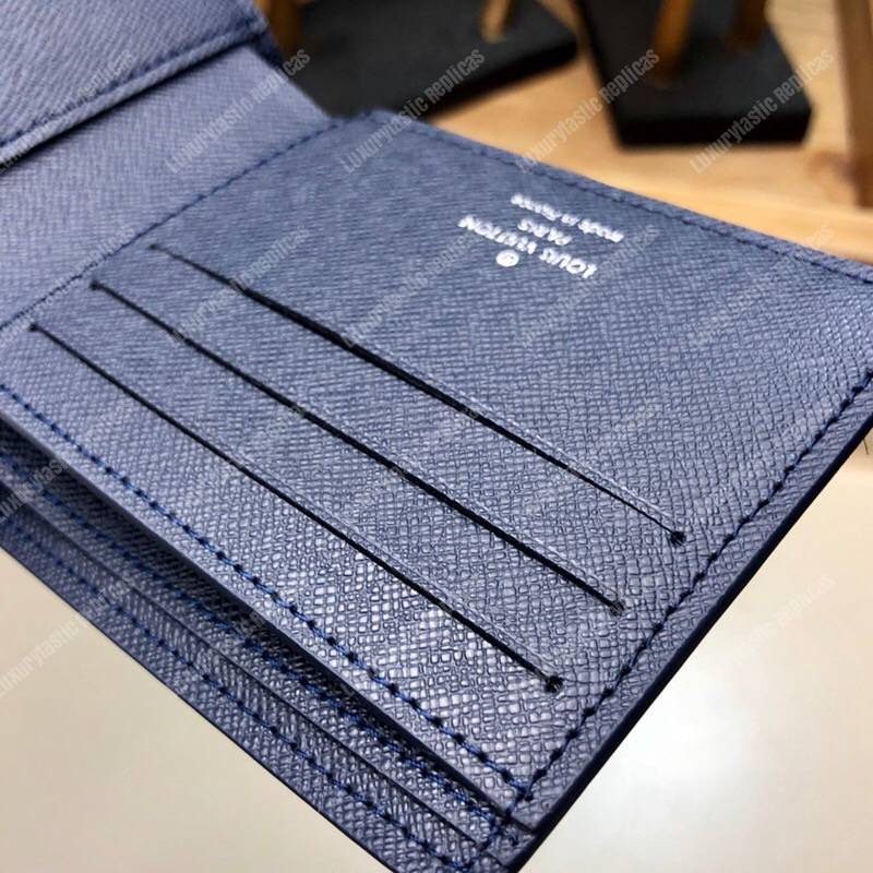LV Multiple Wallet Taiga Leather Bleu Marine