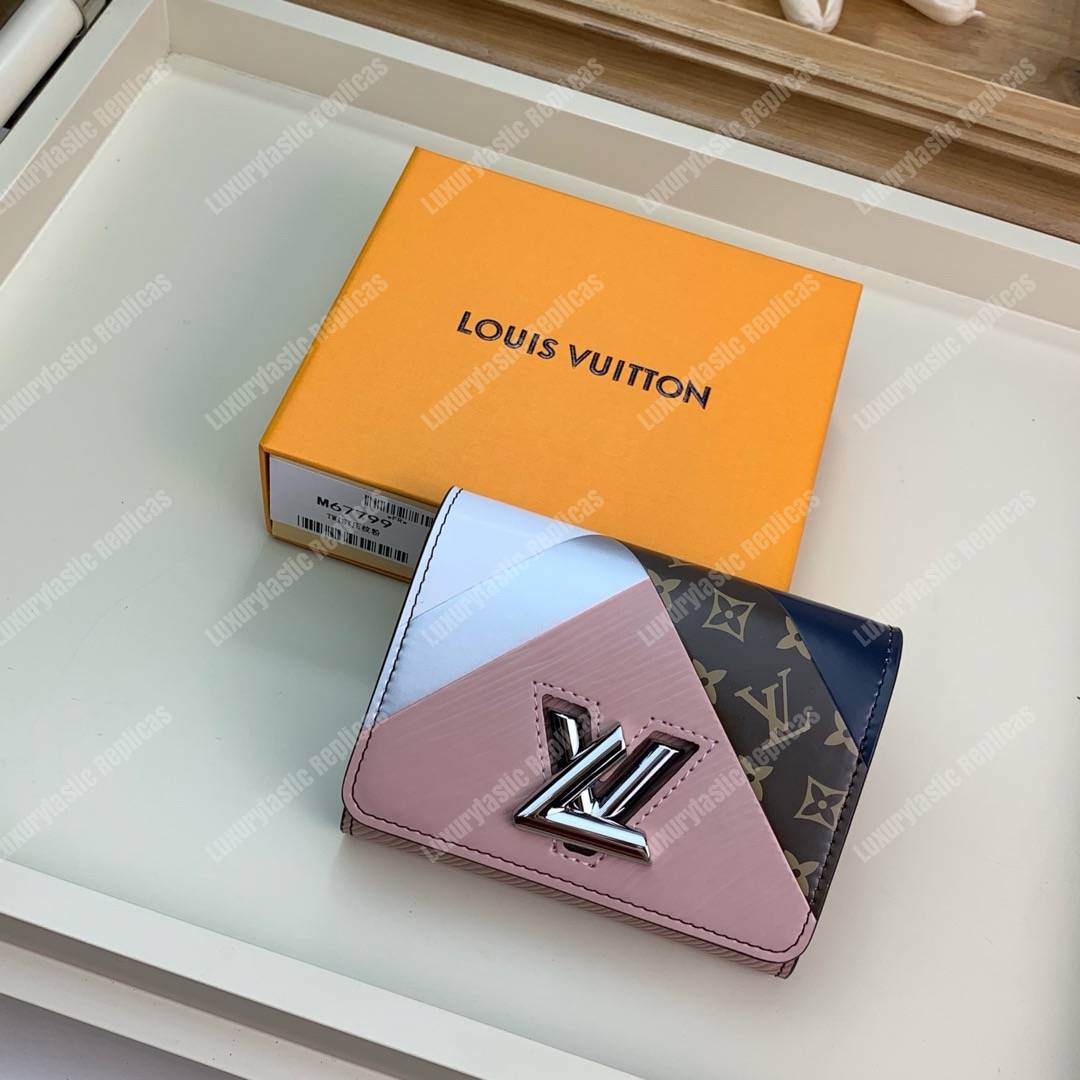 LV Twist Compact Wallet Epi Leather Monogram Blanc Rose