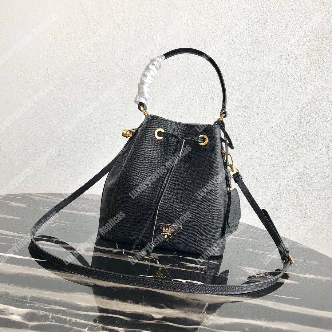 Pra*a saffiano leather bucket bag black