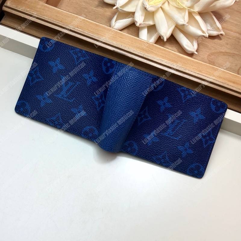 LV Multiple Wallet Taiga Monogram Navy Blue