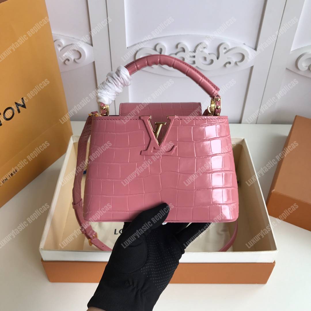 LV Capucines Mini Crocodilien Mat Rose Tourmaline