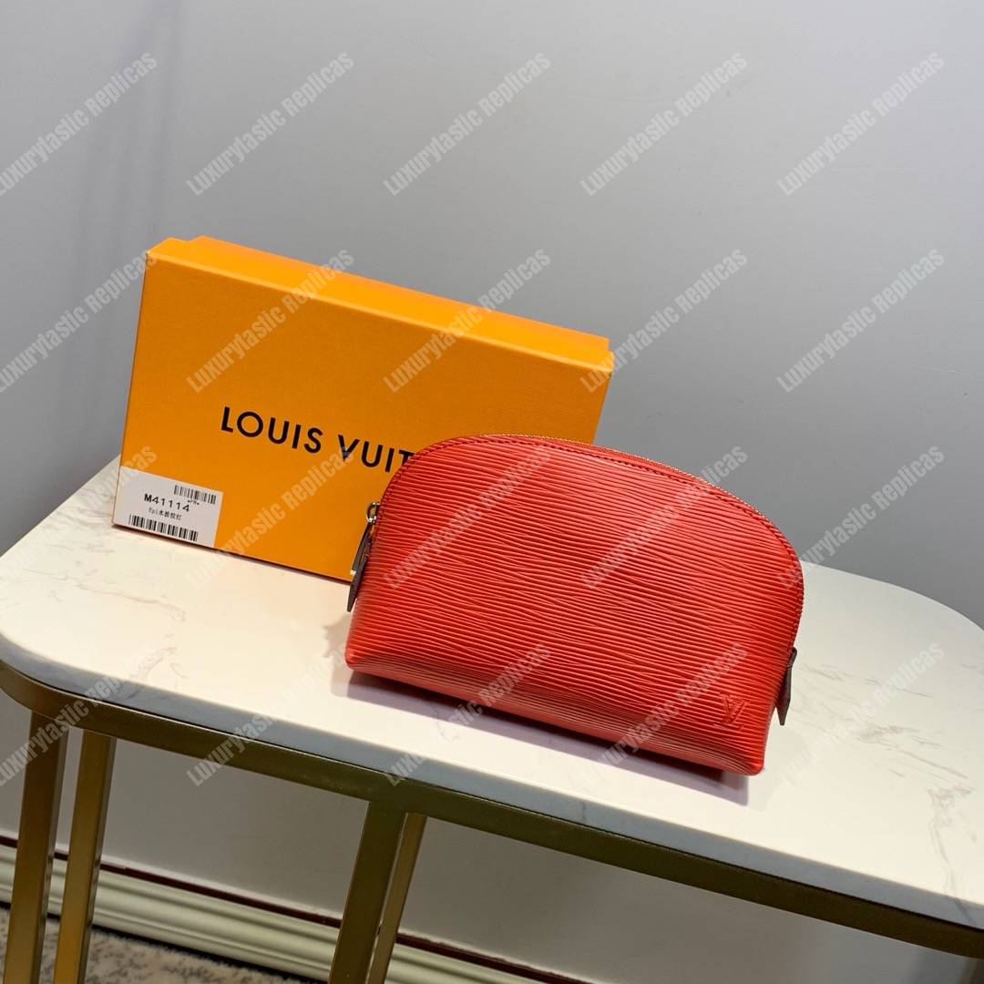 LV Cosmetic Pouch PM Epi Leather Coquelicot