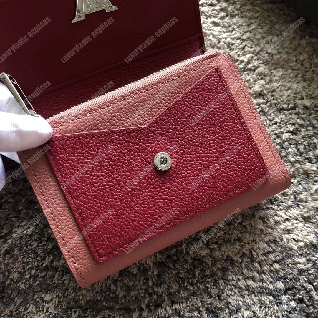 LV MyLockMe Compact Wallet Rose Boudoir Lie de Vin