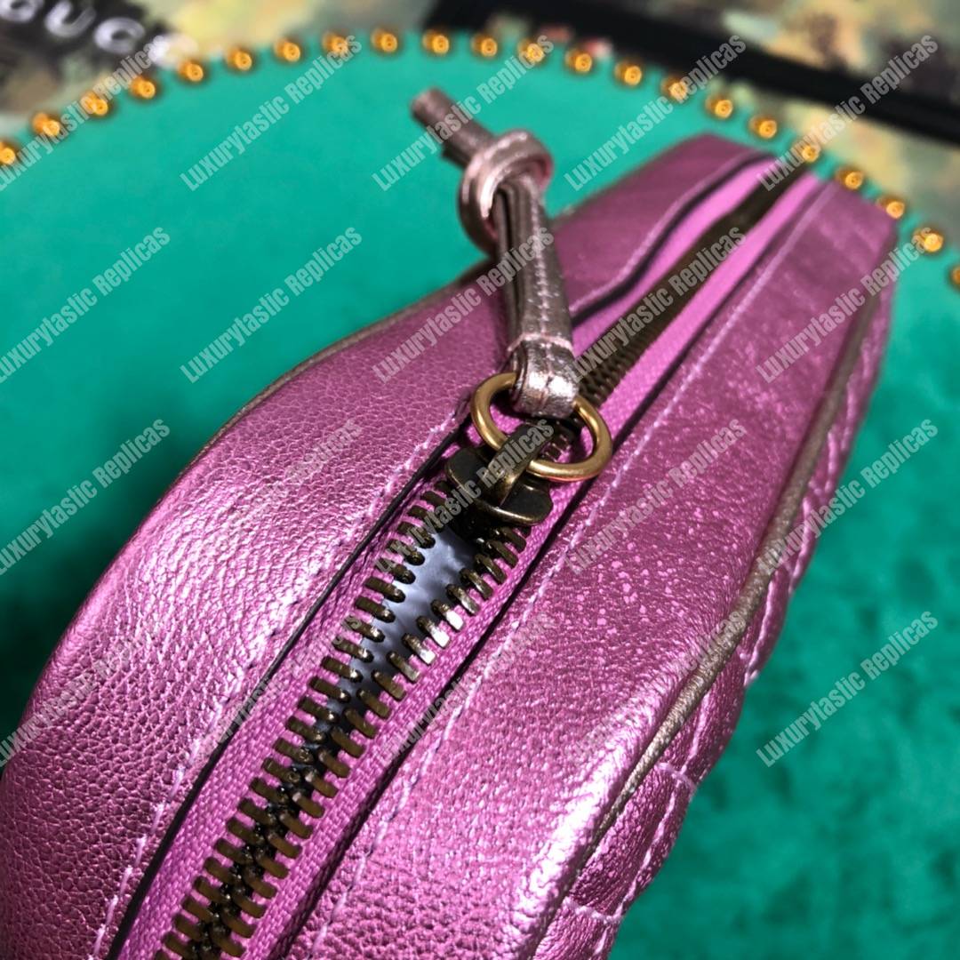 G*u*i laminated leather small shoulder bag blue/pink
