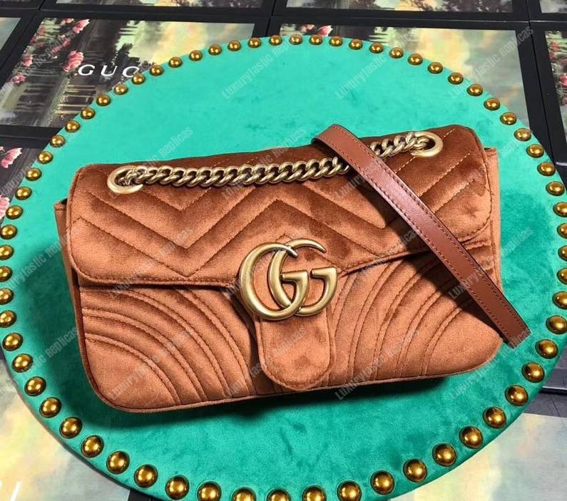 G*u*i gg marmont velvet shoulder bag taupe