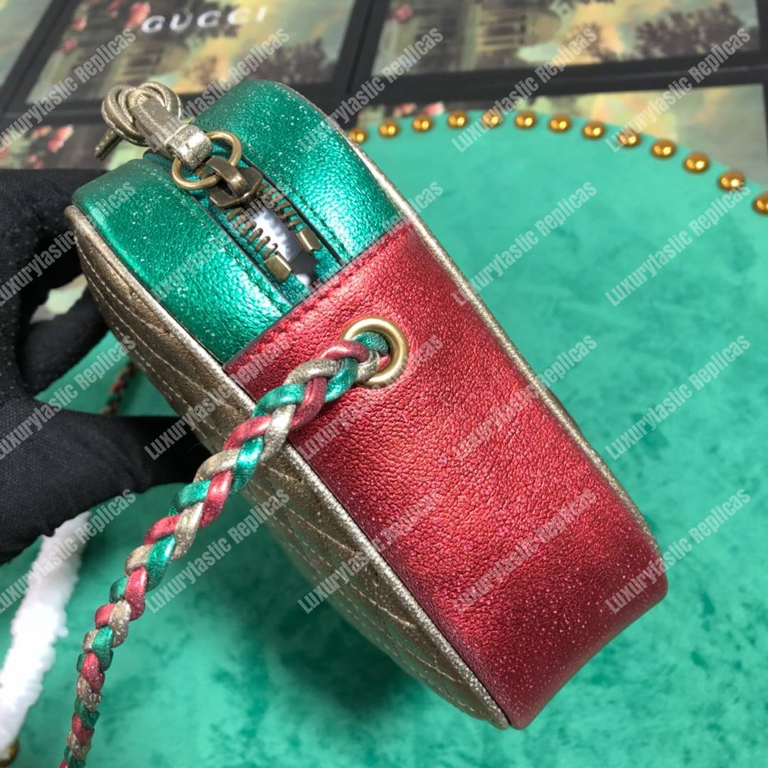 G*u*i laminated leather small shoulder bag red/green