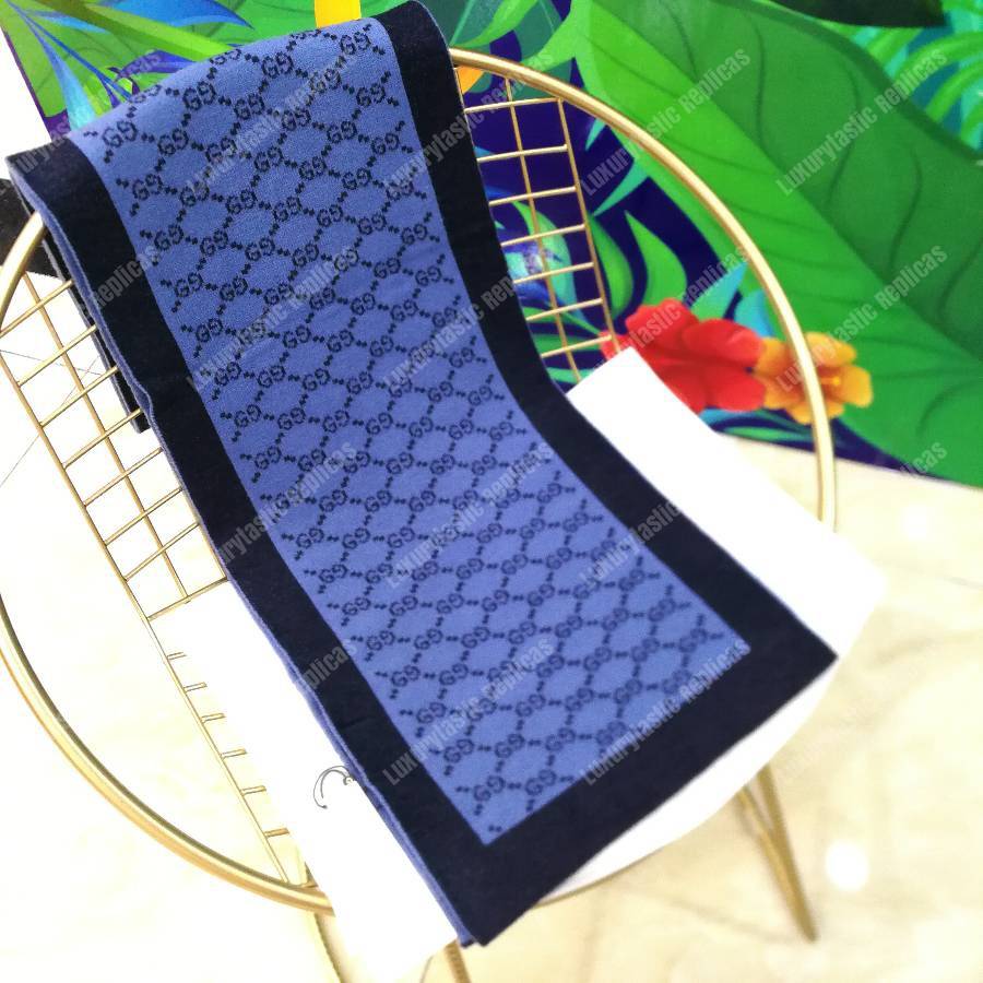 G*u*i monogram gg wool scarf blue
