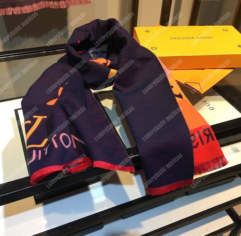 LV Reykjavik Scarf Cashmere & Wool Blue Multicolor