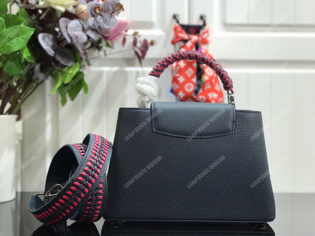 LV Capucine BB Handbag Taurillon Leather Celeste/Pivoine