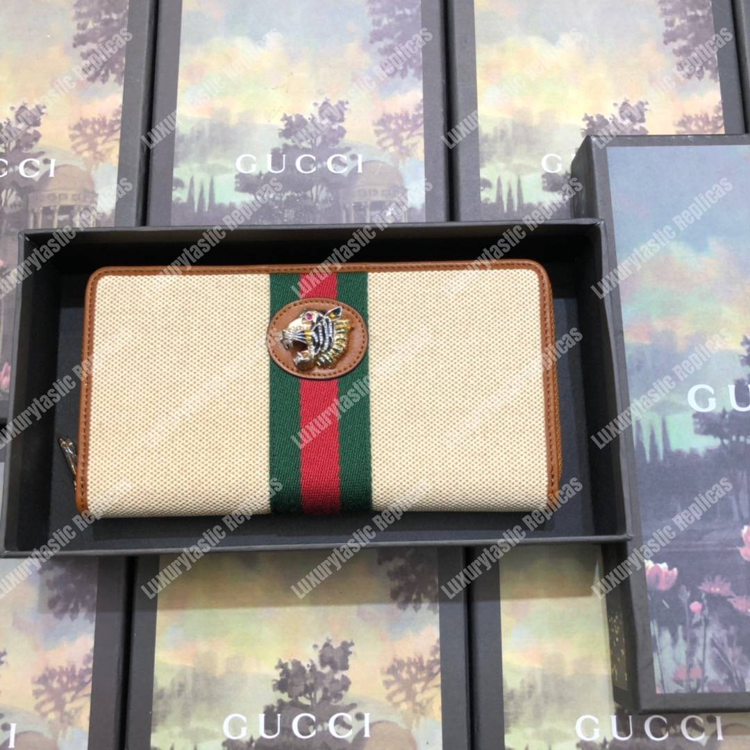 G*u*i rajah zip around wallet beige vintage canvas