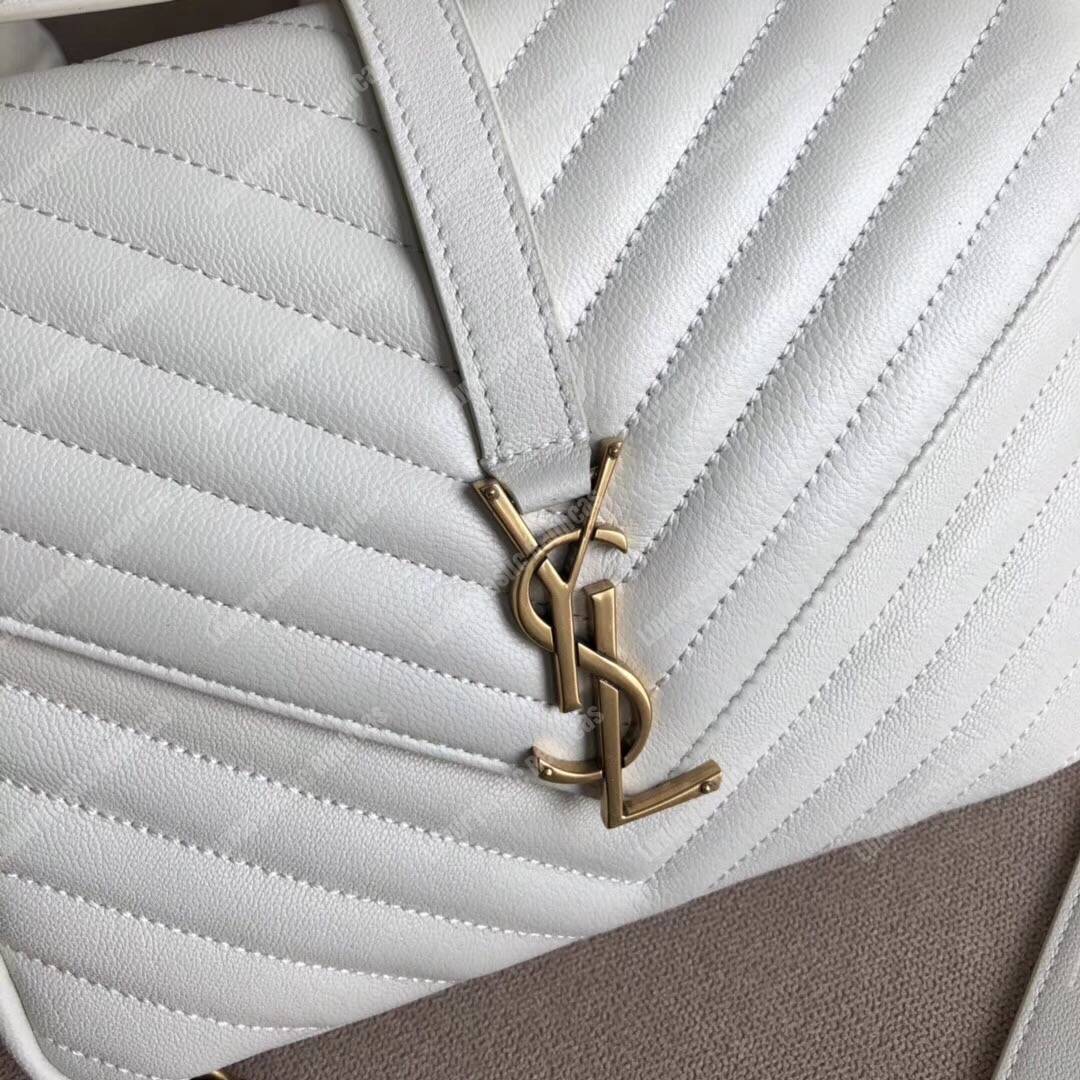 Saint Laurent Medium College Bag In Dove White